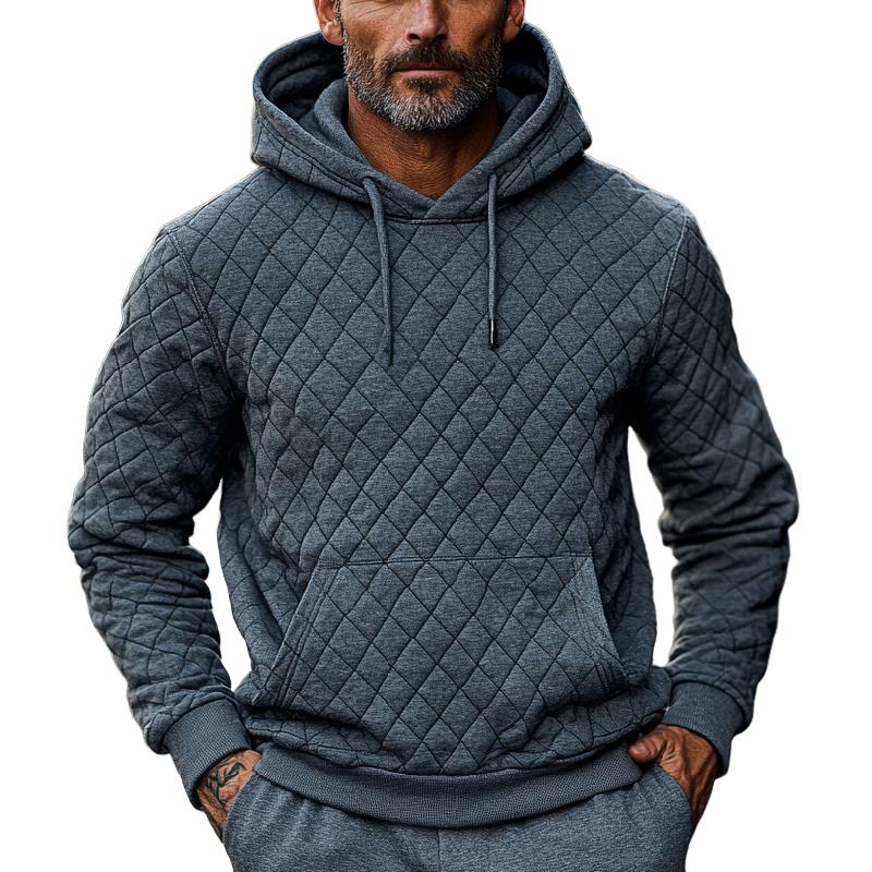 Men's Classic Quilted Embossed Padded Hoodie 99214711F