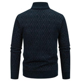 Men's Casual Jacquard Knit Stand Collar Cardigan 89756316Y