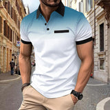 Men's Gradient Dots Lapel Short Sleeve Polo Shirt 39028680Z