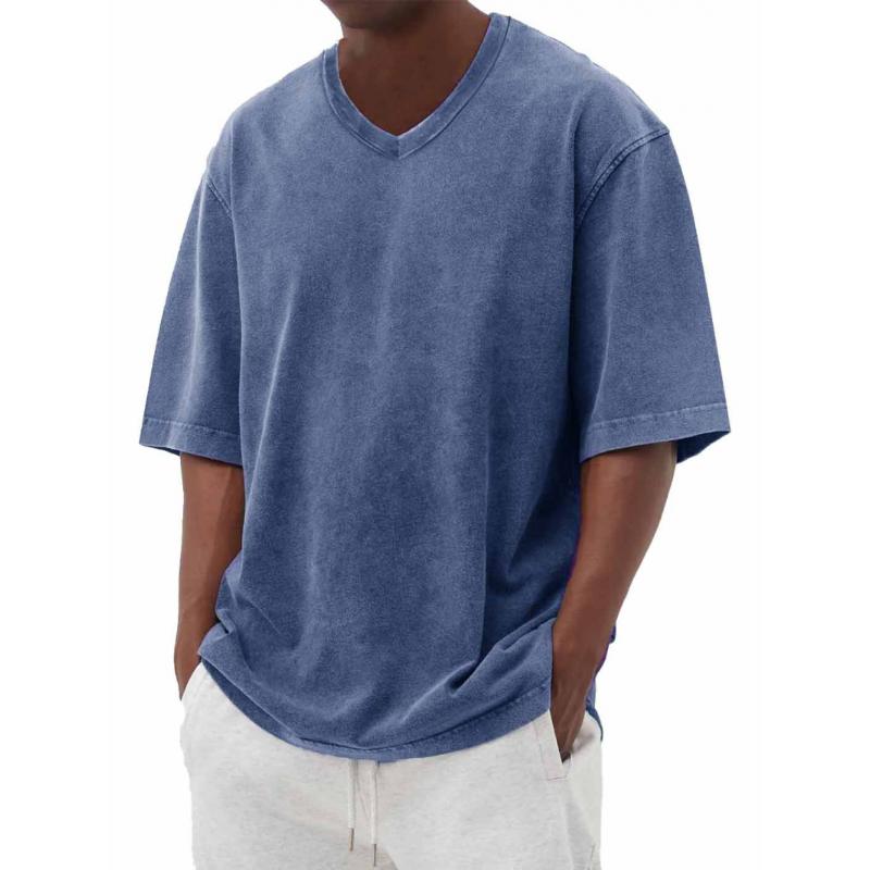 Men's Casual V-neck Loose Short-sleeved T-shirt 79085892M