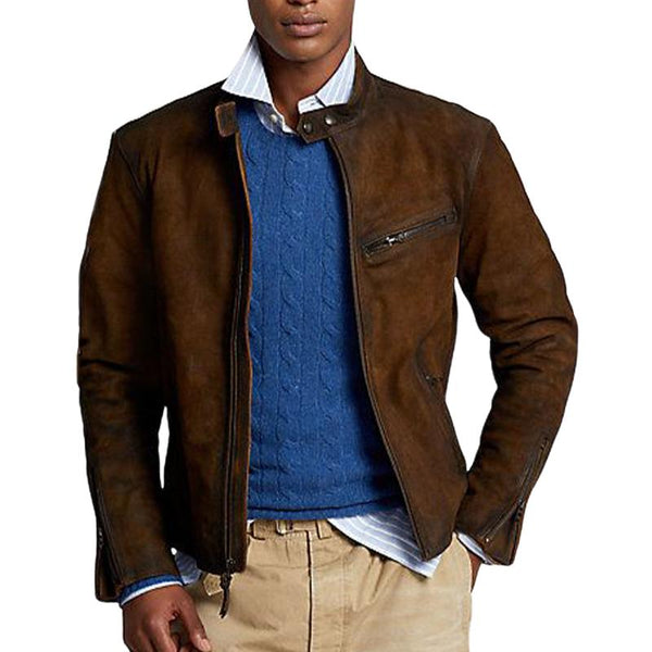 Men's Vintage Suede Zip-Up Jacket 76867639U