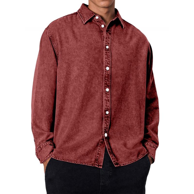 Men's Casual Lapel Loose Long Sleeve Shirt 49255598M