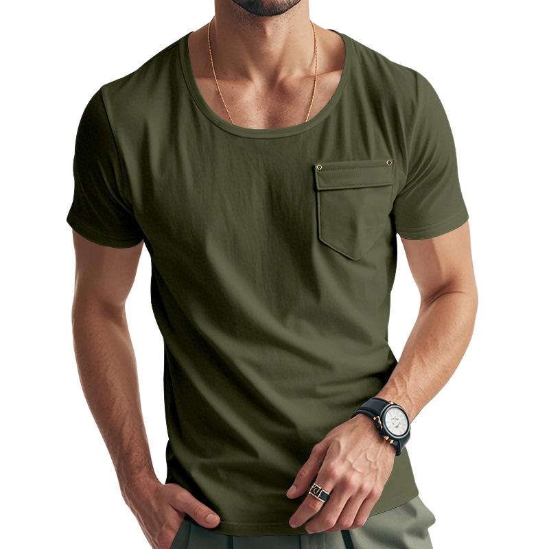 Men’s Vintage Casual Pocket Short Sleeve T-Shirt 25011171X