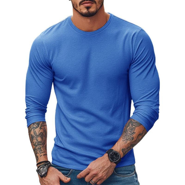 Men's Casual Cotton Blended Round Neck Slim Fit Long Sleeve T-Shirt 43340419M