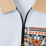 Men's Printed Colorblock Short-Sleeved Polo Shirt And Shorts Set 78084169Y