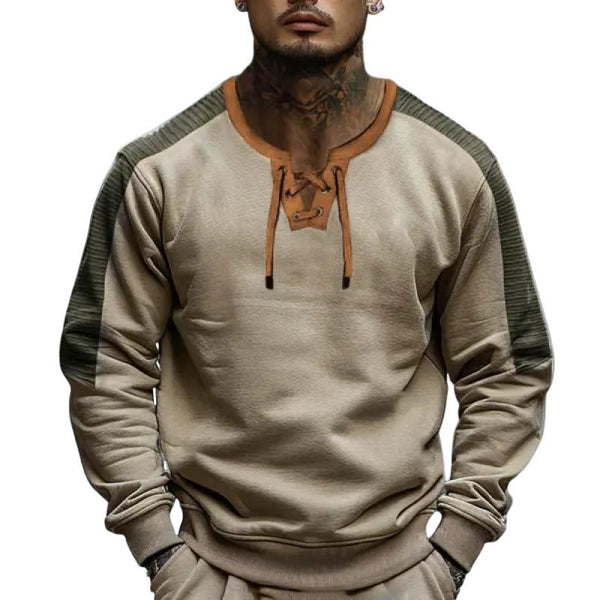 Men's Colorblock Tie Crew Neck Sweatshirt 39253584Y