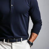 Men's Classic Retro Basic Solid ColorLong-sleeved Polo Shirt 55457721K