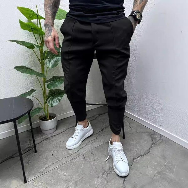 Men's Retro Casual Solid Color Drawstring Skinny Pants 11295927TO