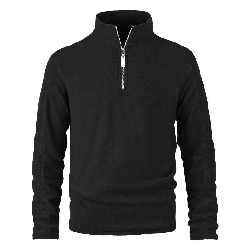 Men's Retro Casual Polar Fleece Solid Color Half Zip Sweatshirt 36267442TO