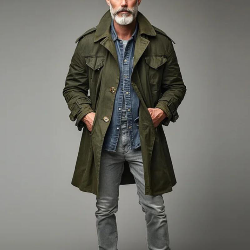 【Spedizione in 24 ore】Trench cargo monopetto con risvolto vintage da uomo 57555591Y