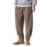 Men's Fleece Plush Solid Color Elastic Waist Casual Pants 09399028Z