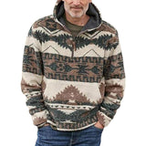 Men's Hooded Zipper Collar Fleece Loose Hoodie 42292327Z