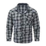 Men's Retro Plaid Lapel Long Sleeve Loose Casual Shirt 89801204Z