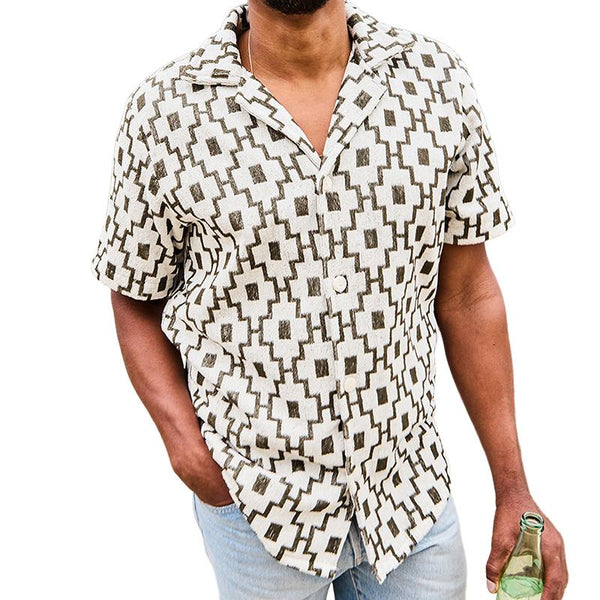 Men's Printed Lapel Short Sleeve Shirt 50040930X
