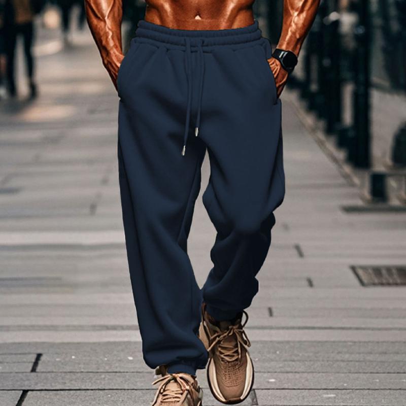 Men's Solid Color Elastic Waist Loose Sports Pants 05804680Z