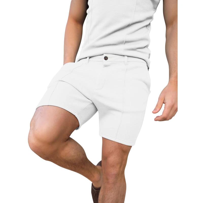 Men's Solid Stretch Straight Slim Casual Shorts 23980087Z