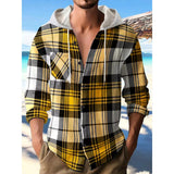 Men's Plaid Flannel Hooded Long Sleeve Shirt 95678054Y