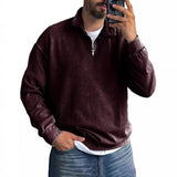 Men's Solid Color Lapel Zipper Sweatshirt 52317136Y