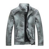 Men's Stand Collar Gradient Velvet Leather Motorcycle Jacket 49469099F