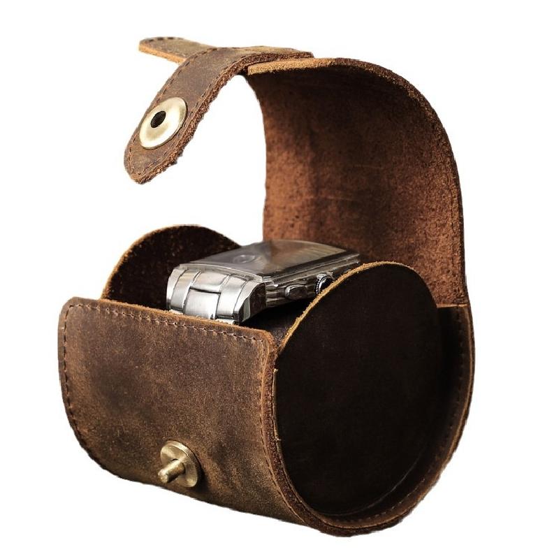 Men's Classic Vintage Portable Cowhide Watch Storage Bag 47707174K