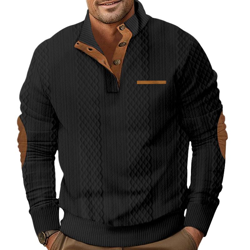 Men's Outdoor Jacquard Casual Stand Collar Long Sleeve Sweatshirt 50047325X