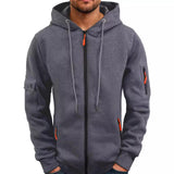 Men's Casual Hooded Multi-pocket Zipper Loose Sports Jacket 16754229M