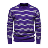 Men's Fashion Contrast Jacquard Round Neck Pullover Knitted Sweater 13556024M