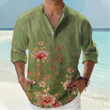 Men's Printed Henley Collar Long Sleeve Casual Shirt 44835113Z
