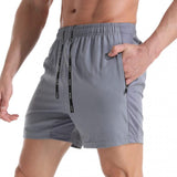 Men's Solid Color Quick-dry Zip Pocket Sports Shorts 85638434Z