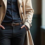 Men's Classic Vintage Double Breasted Multi-Length Knee-Length Trench Coat 36702782K