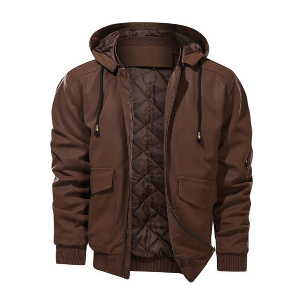 Men's Casual Thickened Baseball Collar Hooded Loose Quilted Jacket 26530782M