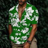 Men's Floral Lapel Short Sleeve Loose Casual Shirt 81988867Z
