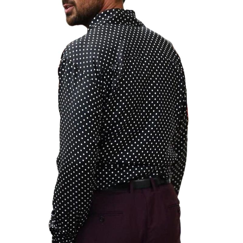 Men's Polka Dot Lapel Casual Long Sleeve Shirt 93557194U