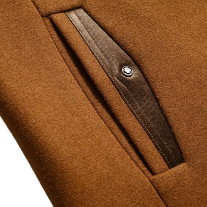 Men's Mid-length Scarf Collar Thickened Single-breasted Woolen Coat 00648414F