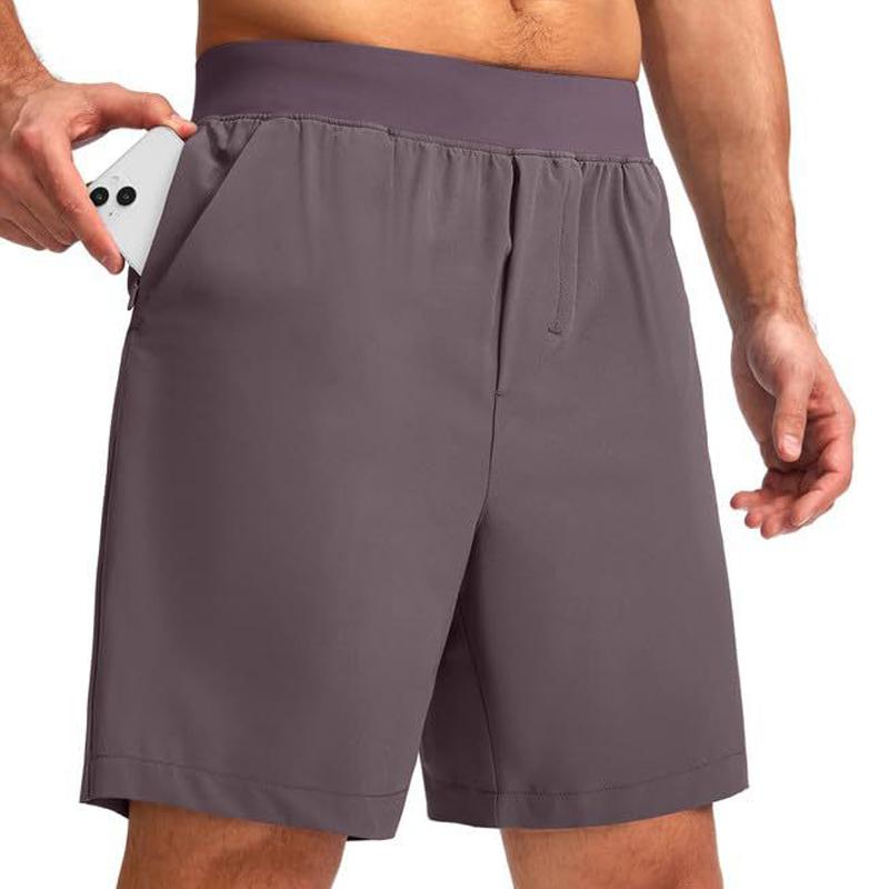 Men's Solid Color Elastic Waist Straight Sports Shorts 26249807Z