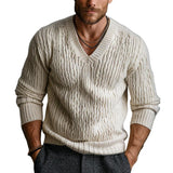 Men's Casual V-neck Pullover Knitted Sweater 33230569F