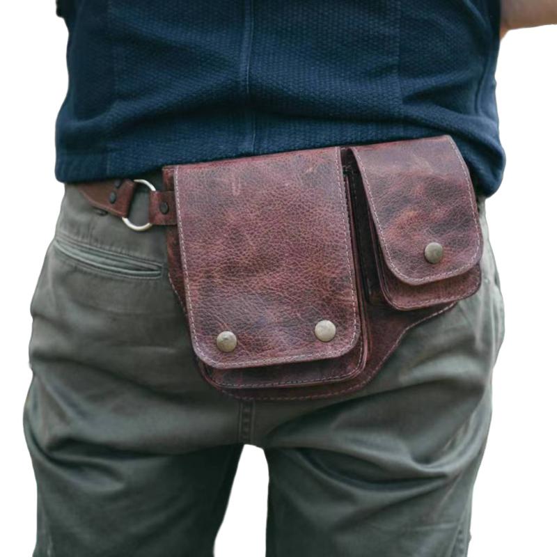 Bolso de hombro con cinturón de cuero PU ajustable clásico vintage para hombre 23613936K