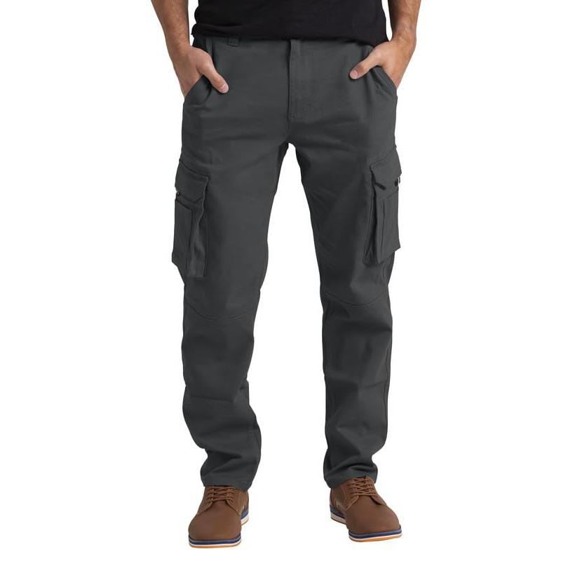 Men's Solid Straight Multi-pocket Casual Cargo Pants 20539653Z