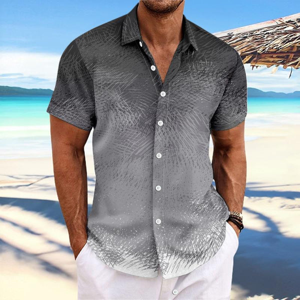 Men's Gradient Print Lapel Short Sleeve Shirt 59454757Y