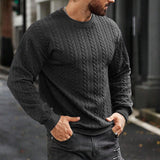 Men's Retro Round Neck Long Sleeve Casual Jacquard Sweatshirt 10307510X