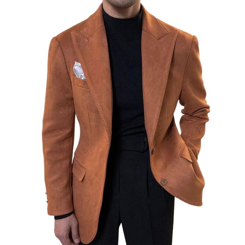 Men's Vintage Casual Solid Suede Blazer 28210268TO