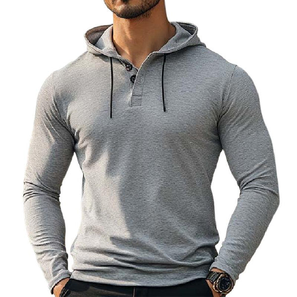 Men's Casual V-neck Hooded Long Sleeve T-shirt 91360244K