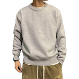 Men's Solid Loose Round Neck Long Sleeve Casual Sweater 23813440Z