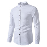 Men's Solid Henley Collar Long Sleeve Shirt 14024170Y