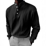 Men's Casual Button-down Collar Loose Pullover Sweatshirt 24654271M