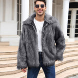 Men's Classic Casual Lapel Short Loose Faux Fur Warm Coat 38913113K