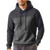 Men's Casual Waffle Patchwork Loose Sports Hoodie 26741672M