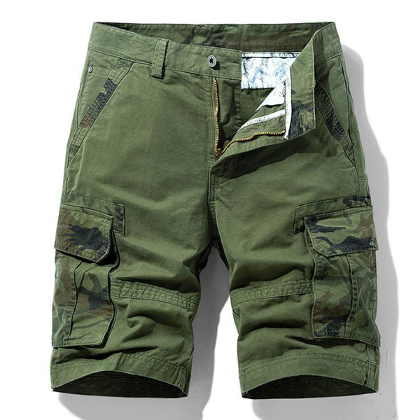 Men's Casual Cotton Camo Color Block Multi-Pocket Cargo Shorts 50740252M