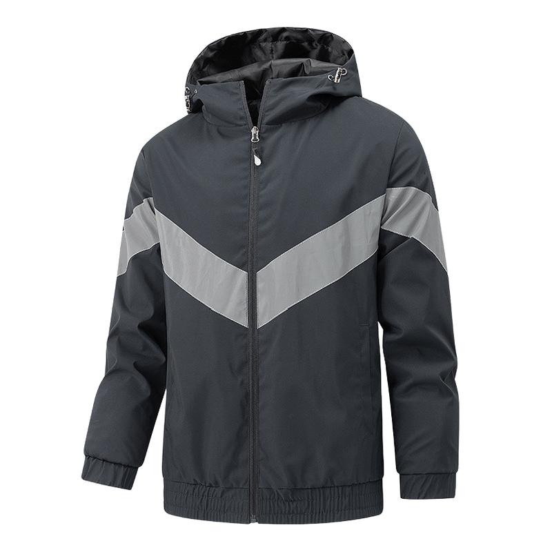 Men's Outdoor High Visibility Reflective Strip Hooded Jacket 76283368F