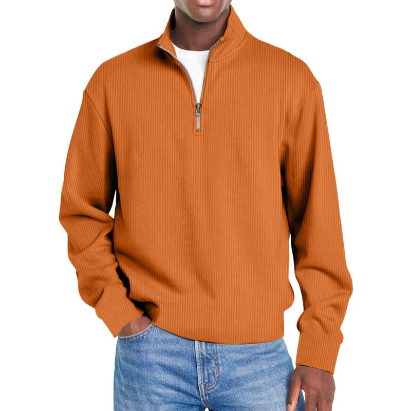 Men's Casual Half Zip Stand Collar Loose Pullover Sweatshirt 86549519M